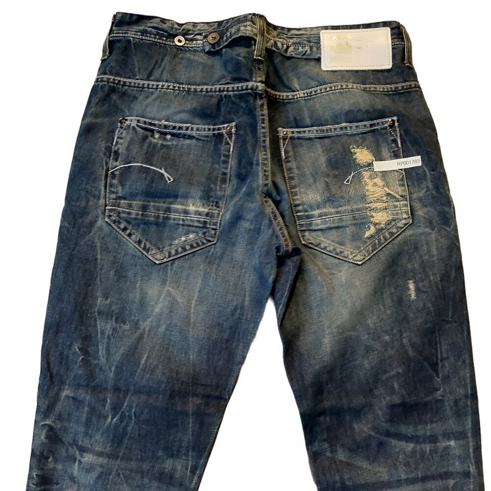 Retro Vintage G-Star Raw Lynn Loose Tapered Destroyed Denim Blue Jeans Sz 26 NWT - Picture 7 of 11